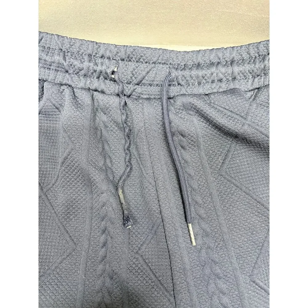 Mens Textured Knit 2 Piece Short Set Slate Blue Streetwear Lounge Suit Size L